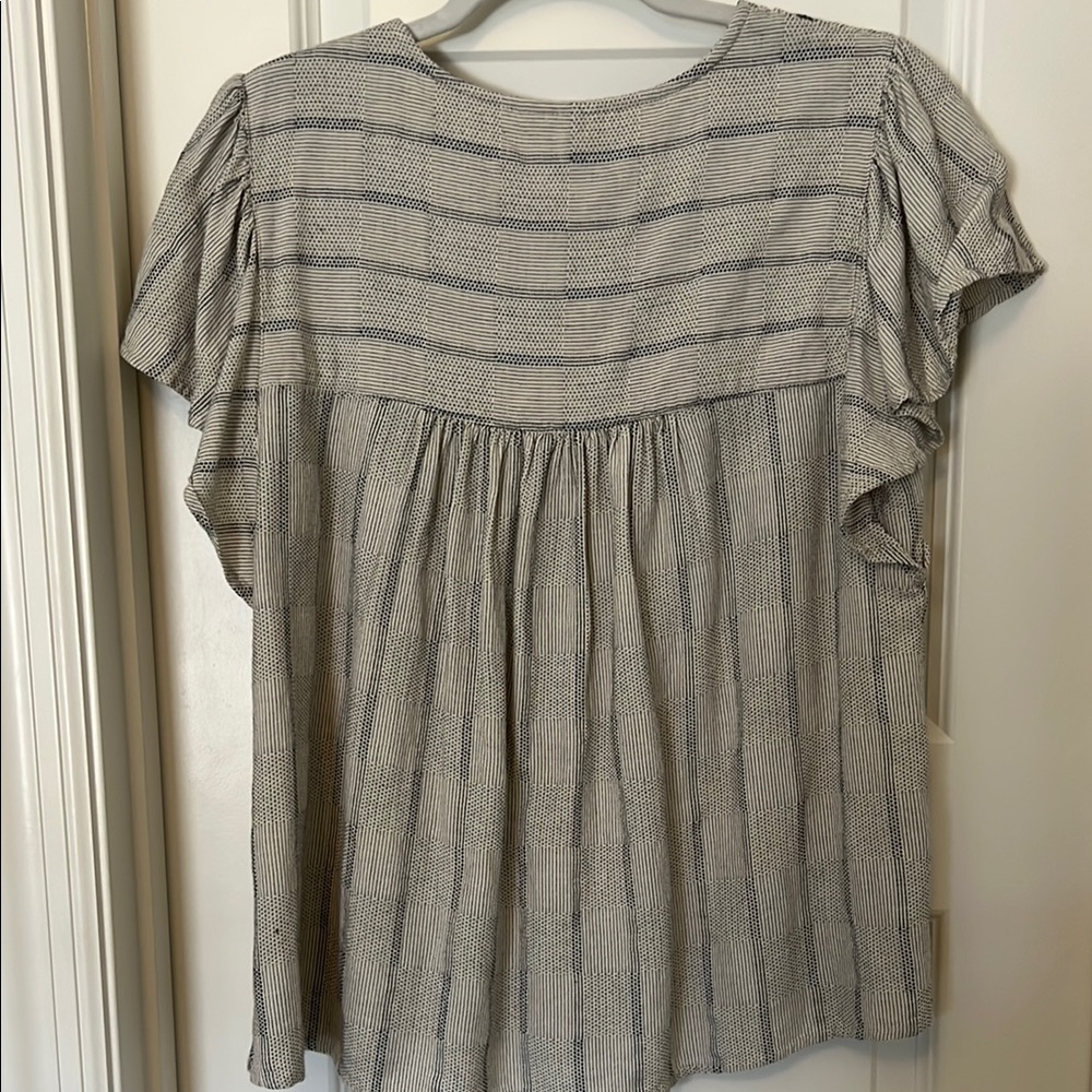 J. Jill Embroidered Flutter Sleeve Top, Size Small Petite - Picture 5 of 6